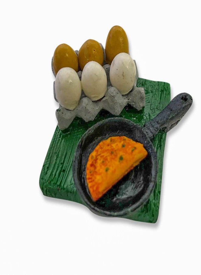 Ethnic Karigari مغناطيس ثلاجة بتصميم بيض أومليت كاريجاري عرقي، طعام مصغر ثلاثي الأبعاد، أفضل هدية تذكارية، صنع في الهند 100% - Image 2